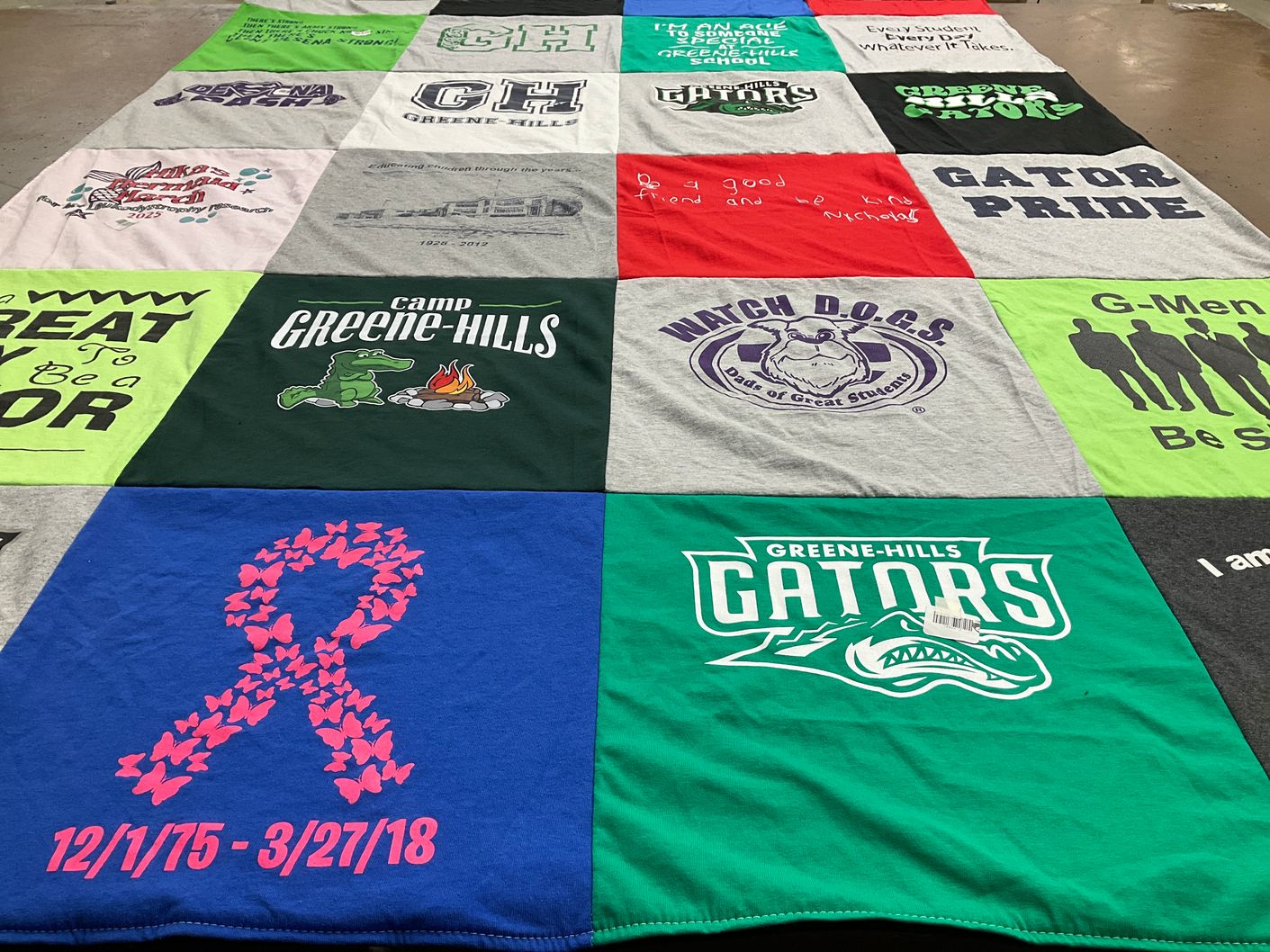 T-shirt quilt featuring greene-hills gators by Jennifer from CT