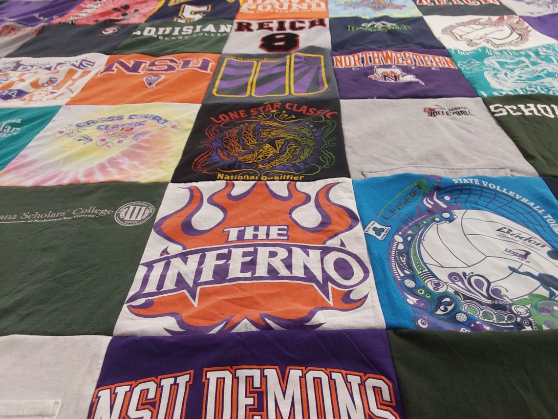 T-shirt quilt featuring nsu volleyball by Jordan from LA