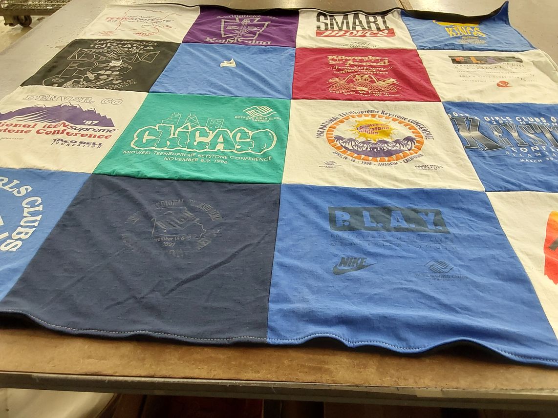 T-shirt quilt with youth programs, community service themes by Jennifer from MO