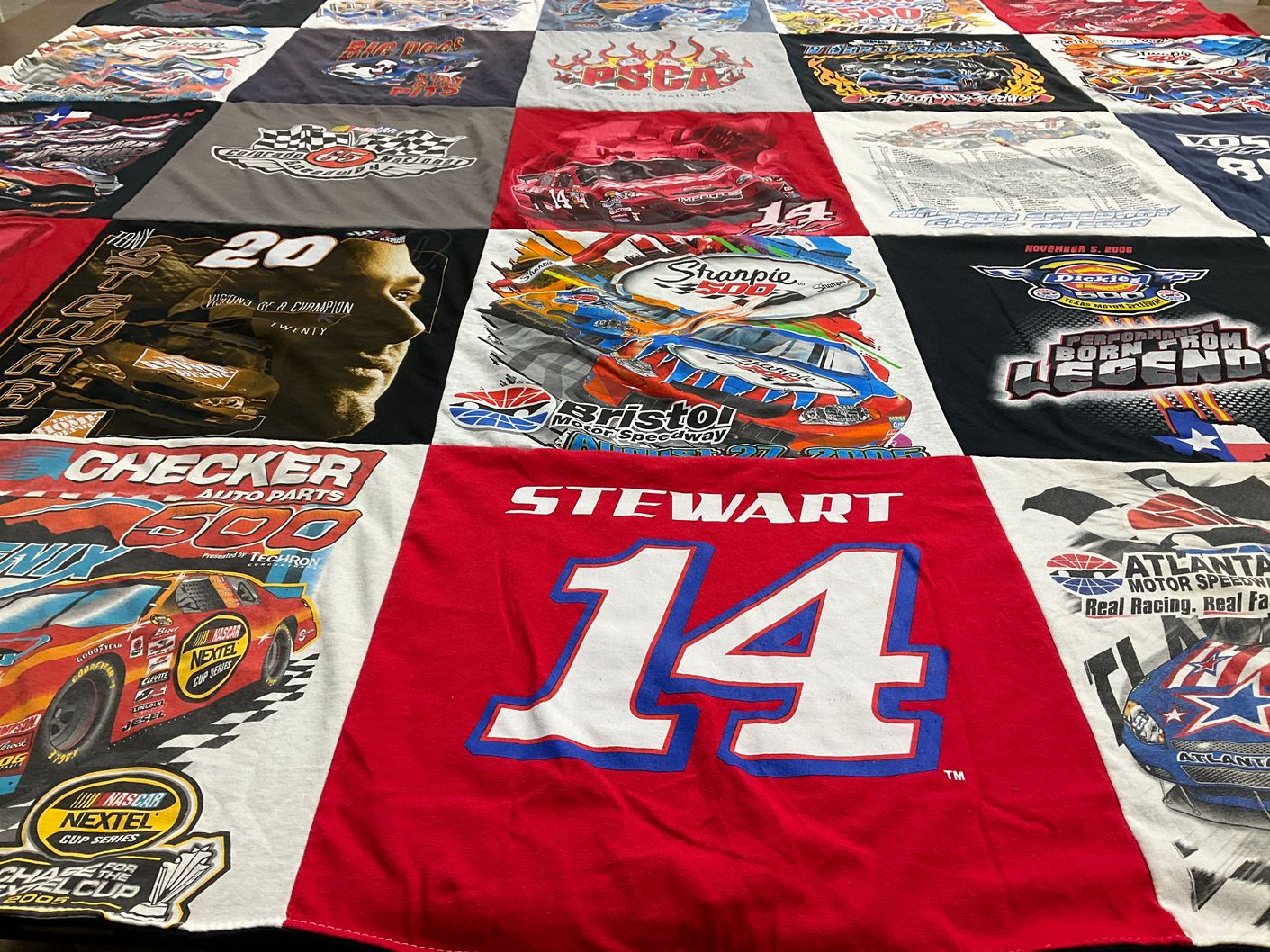 T-shirt quilt with nascar, racing themes by Michele from CA