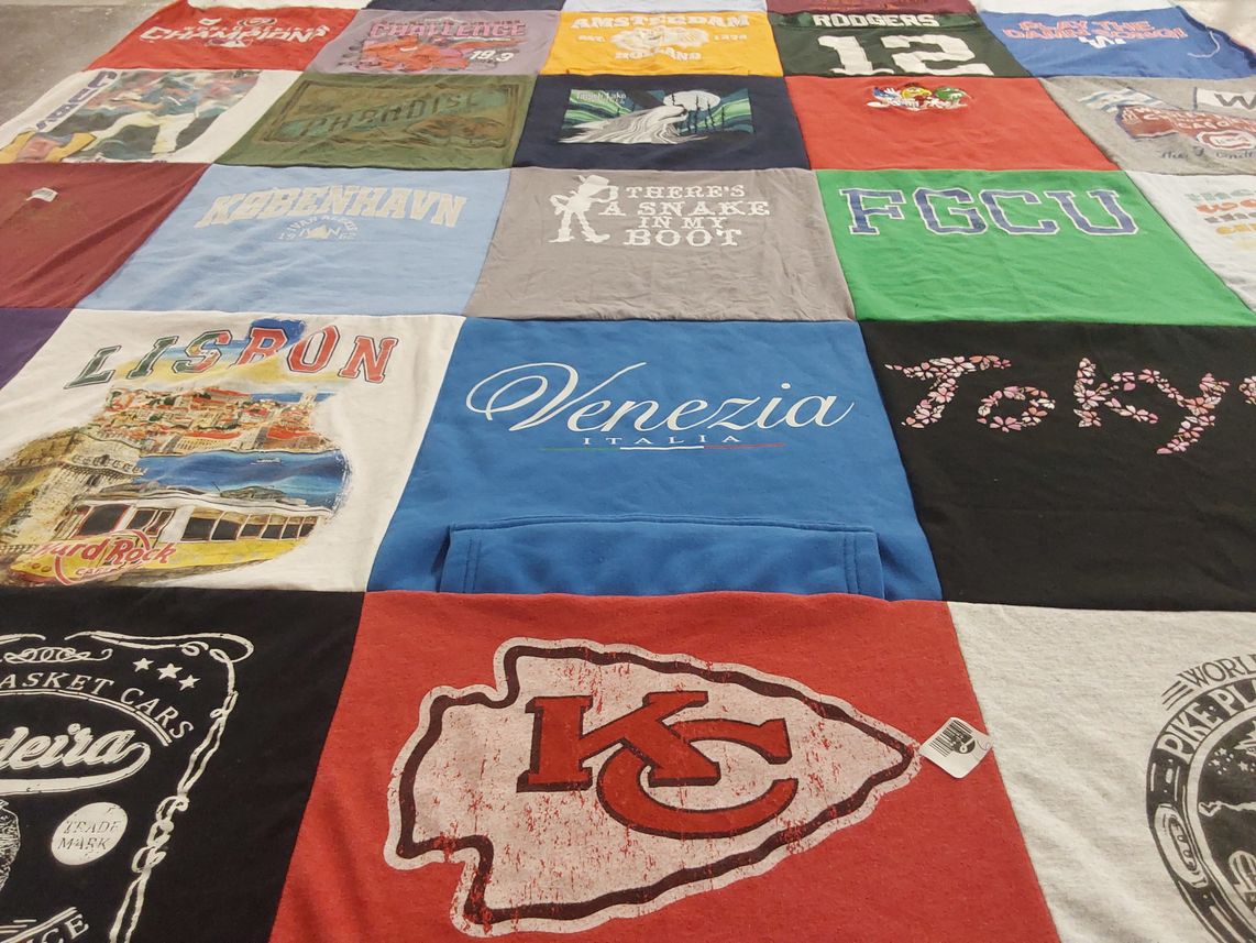 T-shirt quilt featuring kansas city chiefs by Carrie from FL