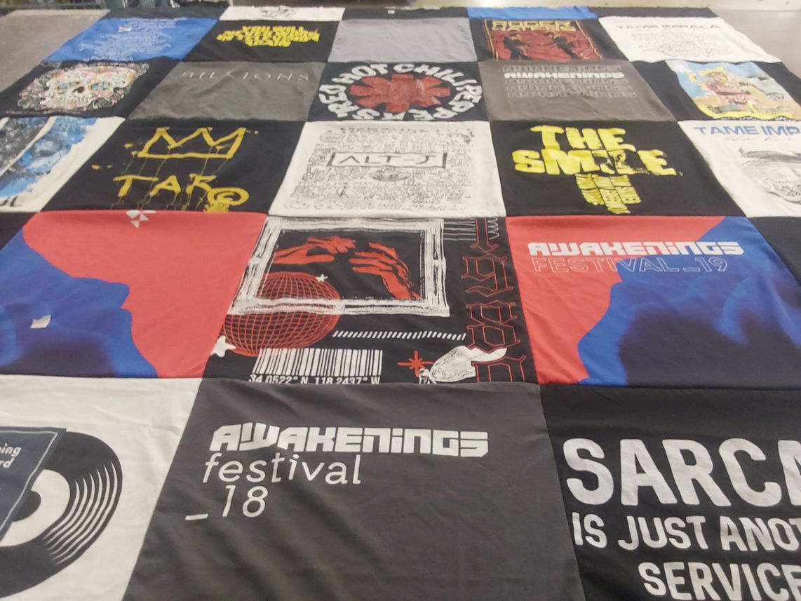 T-shirt quilt with music, festivals themes by Fernando from NY