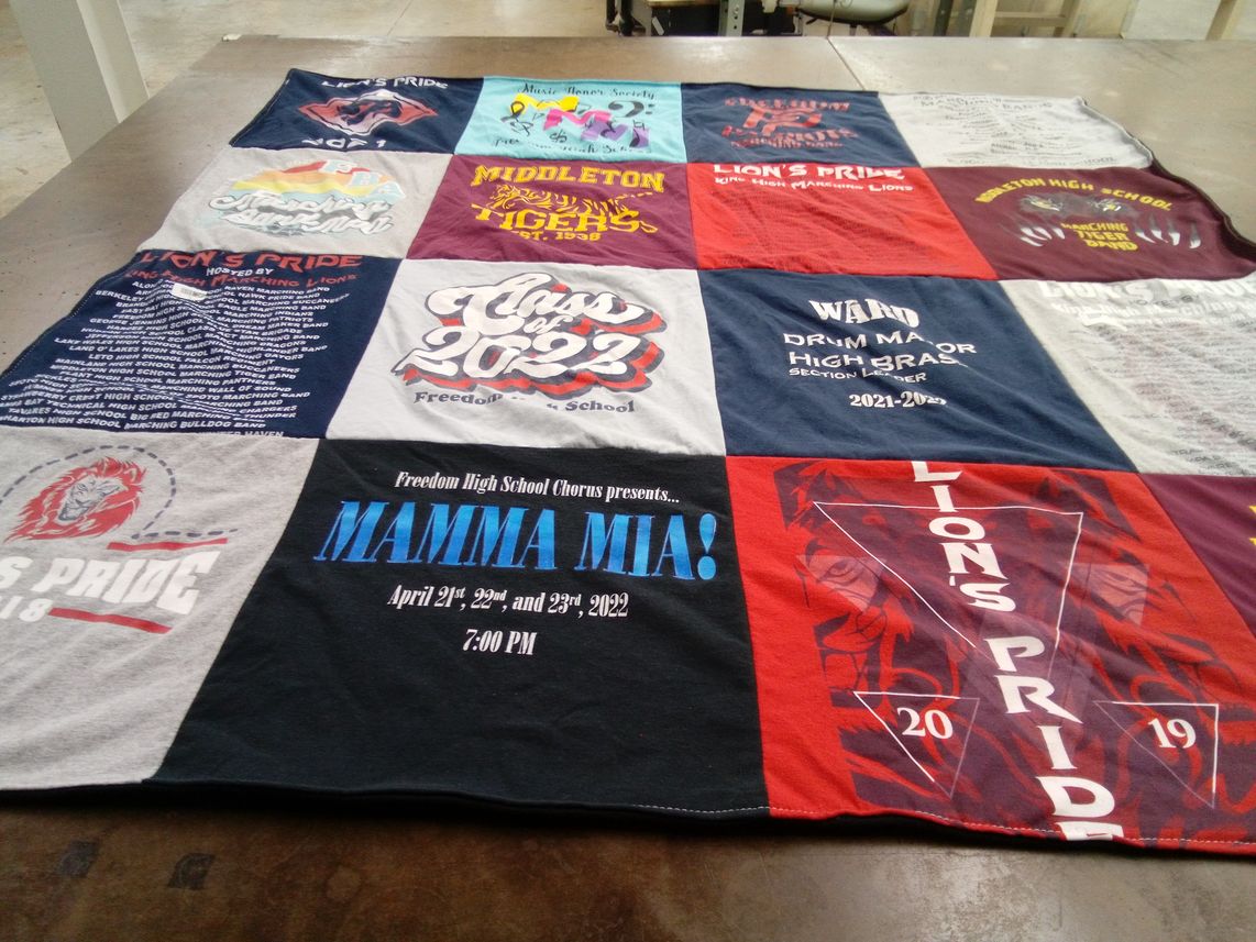 T-shirt quilt featuring freedom lions, middleton tigers by Elizabeth from FL