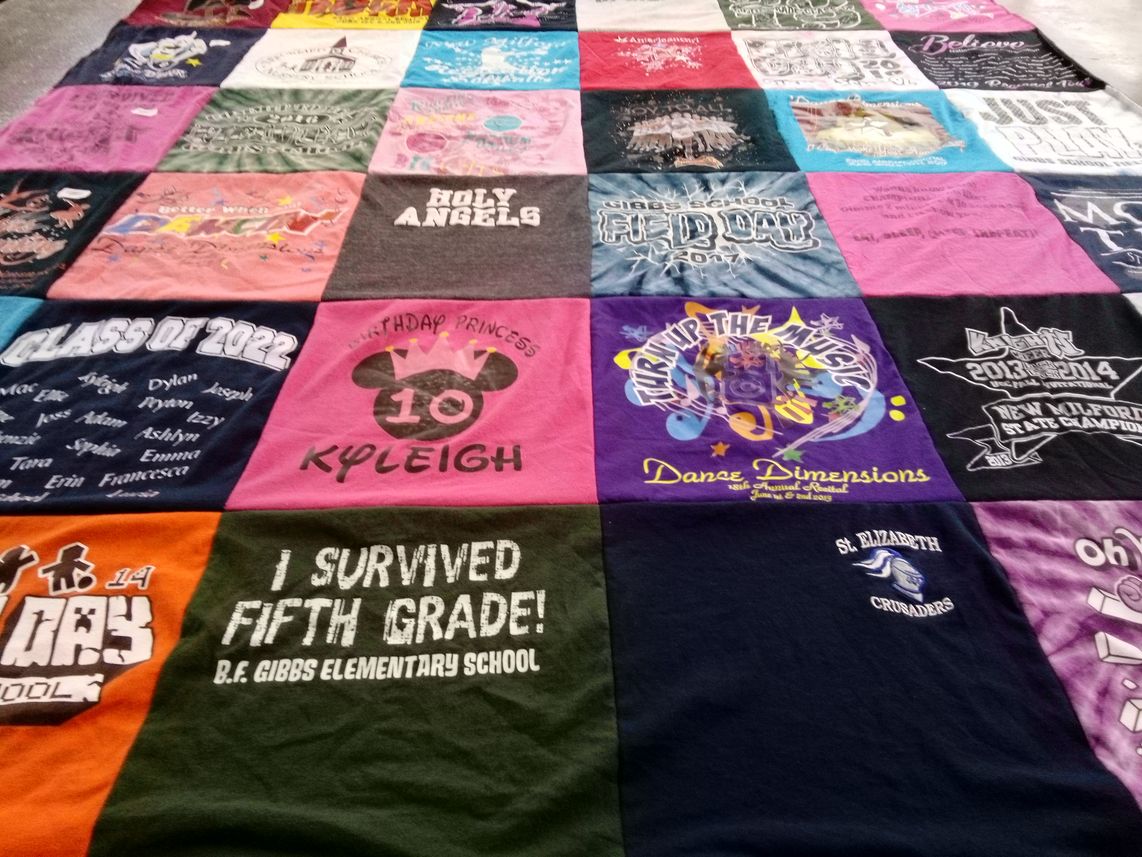 T-shirt quilt from st. elizabeth school, b.f. gibbs elementary school by Kim from NJ