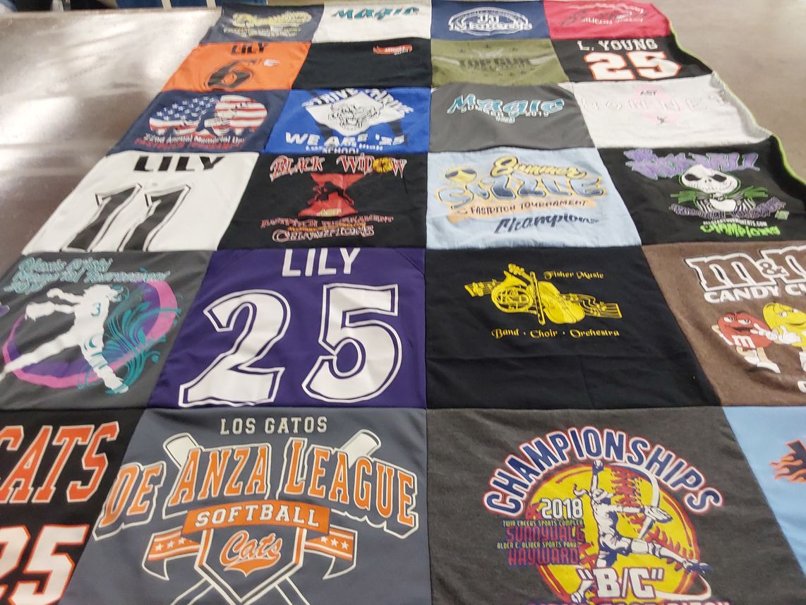 T-shirt quilt featuring los gatos high school softball team by Stephanie from CA