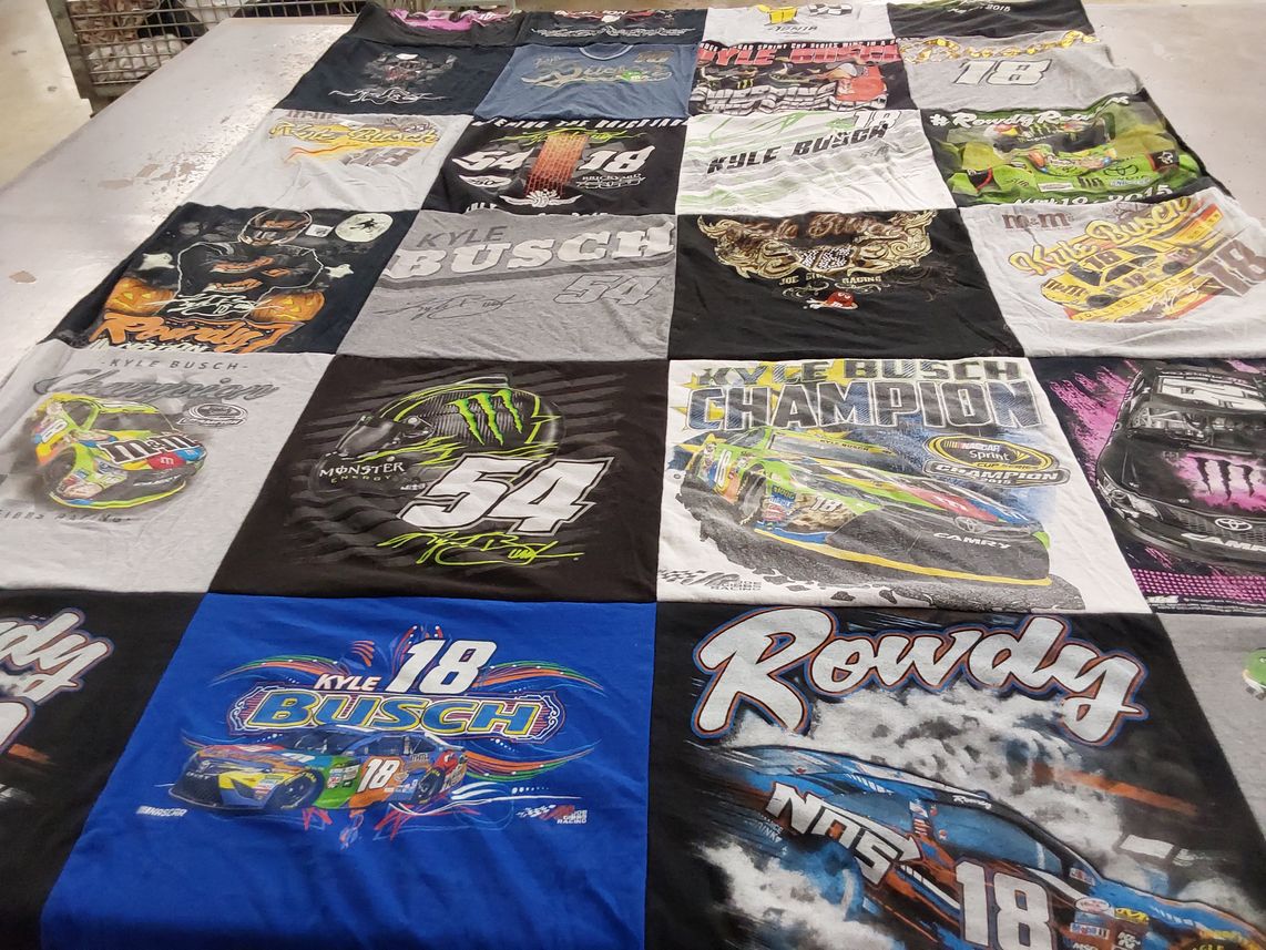 T-shirt quilt with nascar, racing themes by Tracy from PA