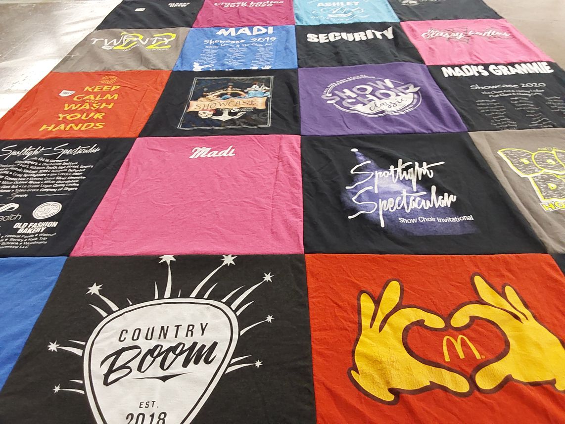 T-shirt quilt with show choir themes by Dixie from MN