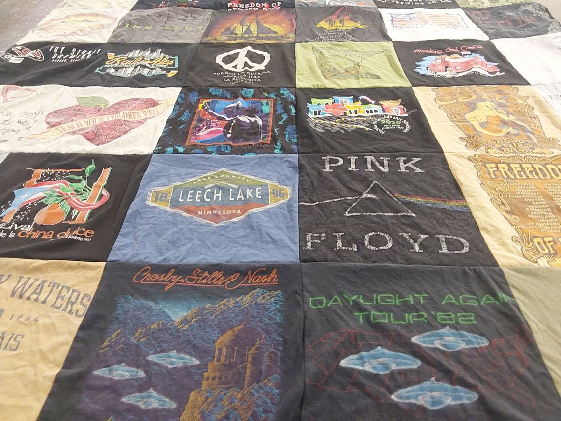 T-shirt quilt with music, festivals themes by Susan from MN