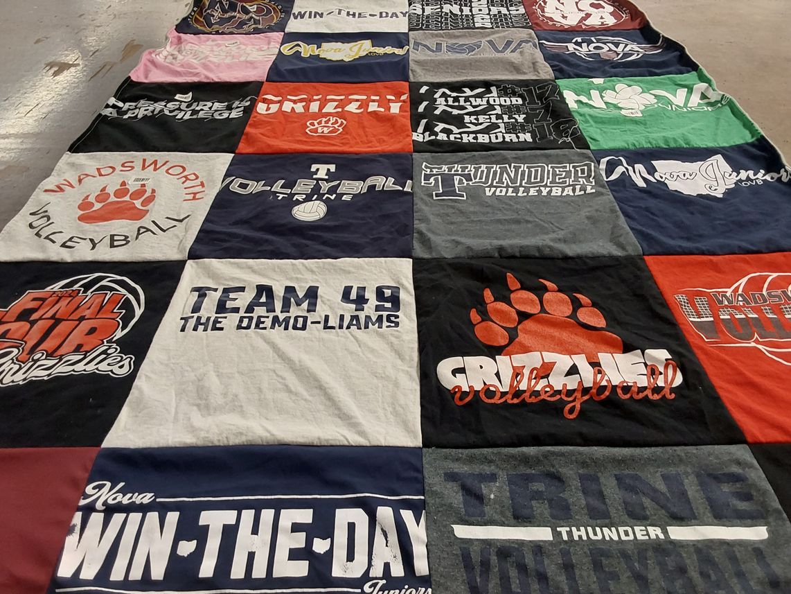 T-shirt quilt featuring wadsworth volleyball, grizzlies volleyball by Todd from OH
