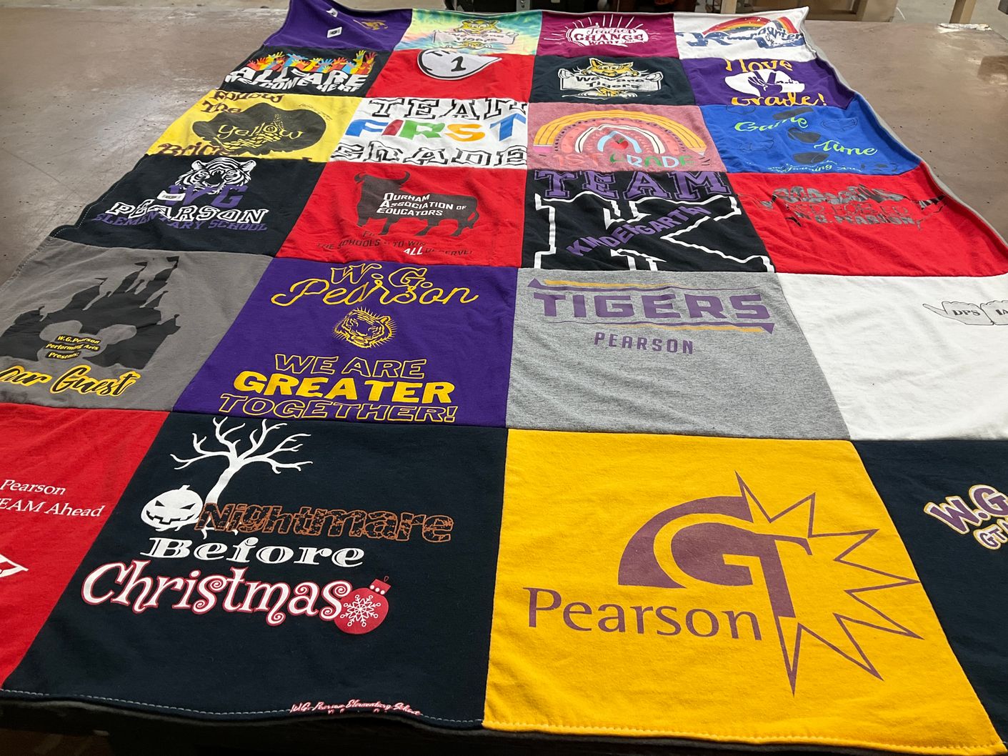 T-shirt quilt featuring pearson tigers by Gail from NC