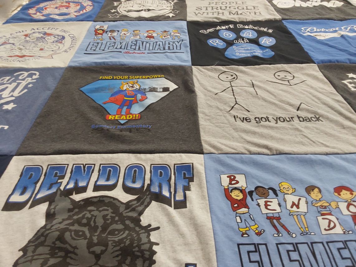 T-shirt quilt from bendorf elementary school by Jerry from NV