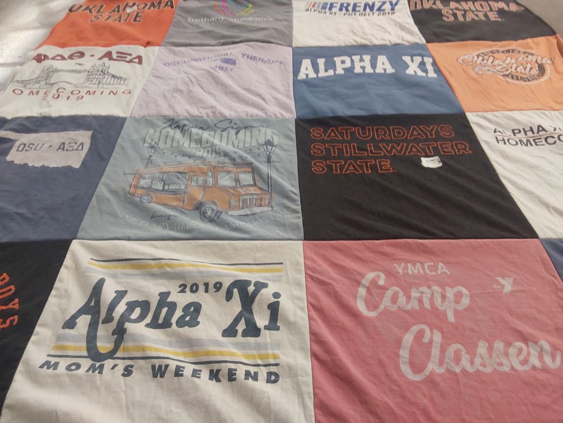 T-shirt quilt from oklahoma state university by Mary from OK