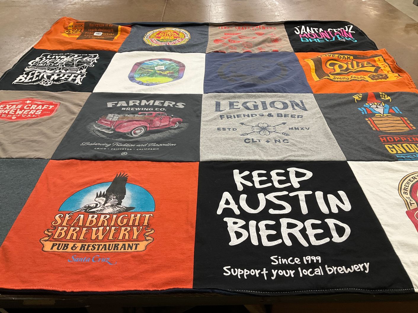 T-shirt quilt with craft beer, breweries themes by Angela from TN