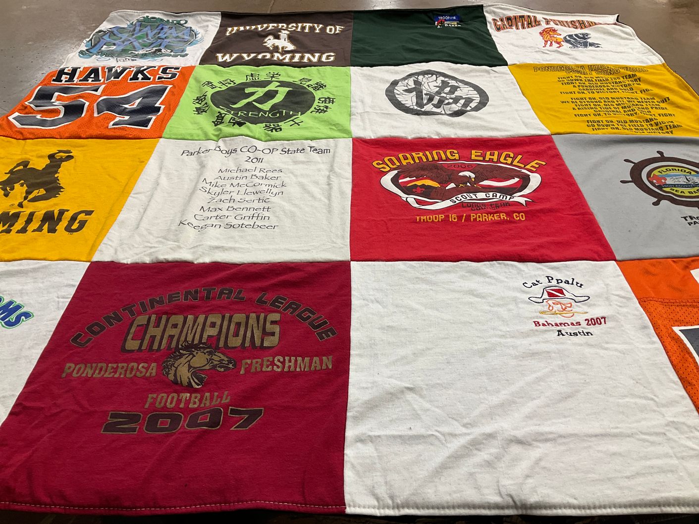 T-shirt quilt featuring ponderosa high school football by Charlotte from CO