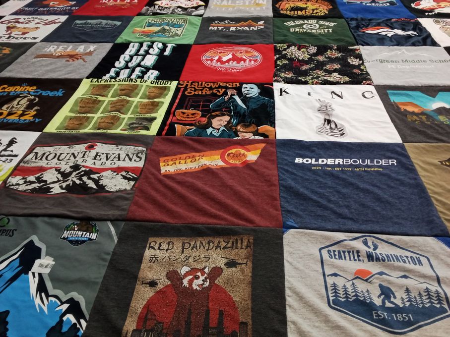 T-shirt quilt from colorado state university, evergreen middle school by David from CO