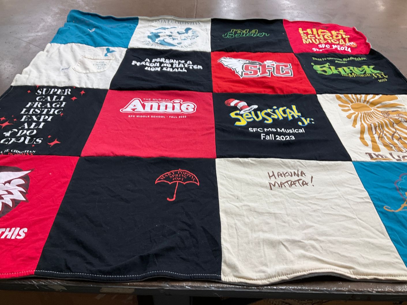 T-shirt quilt from sfc middle school by Roxann from CA