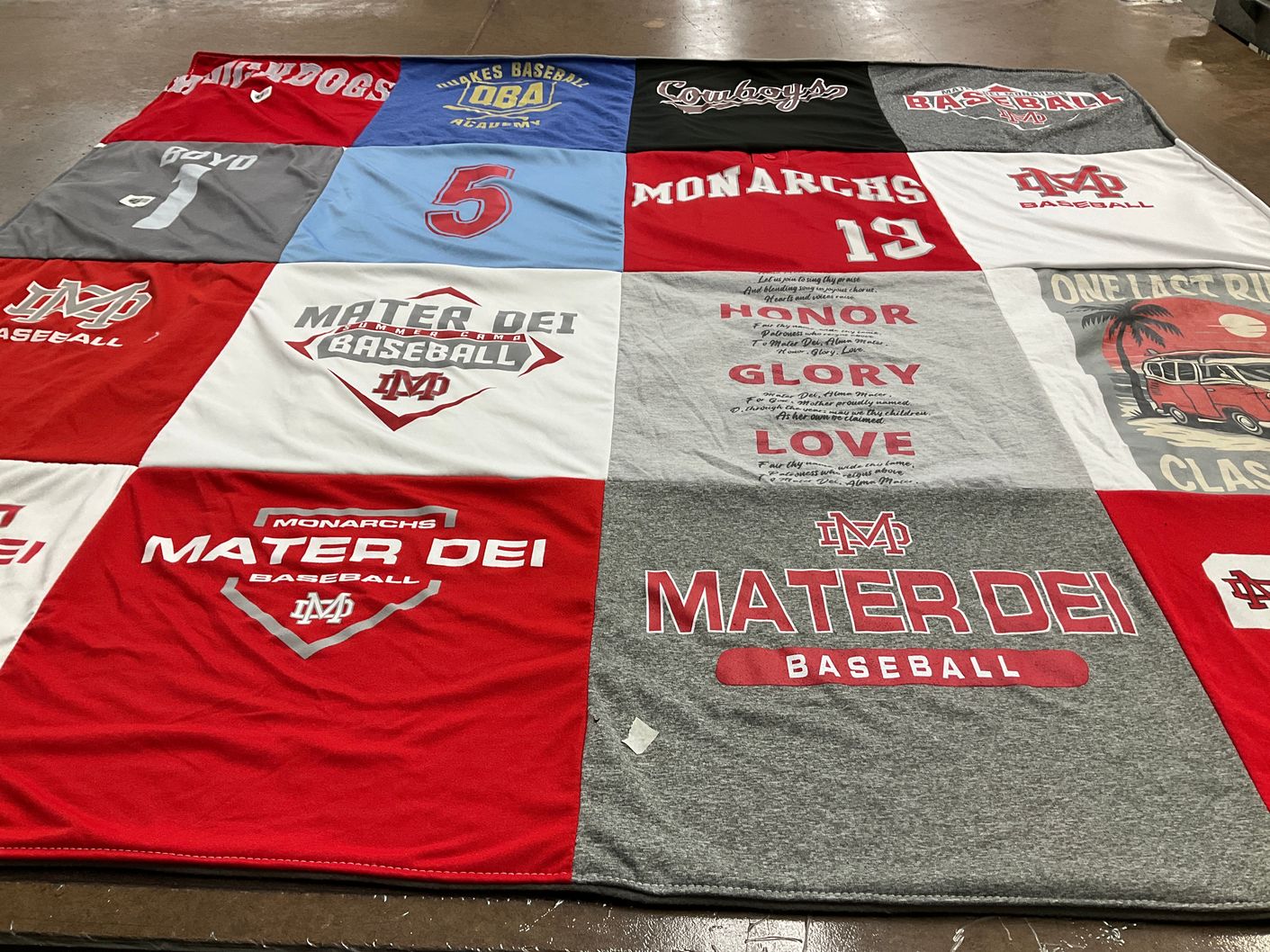 T-shirt quilt featuring mater dei baseball by Leslie from CA