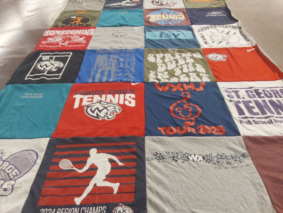 T-shirt quilt featuring woods cross high school tennis by Molly from UT