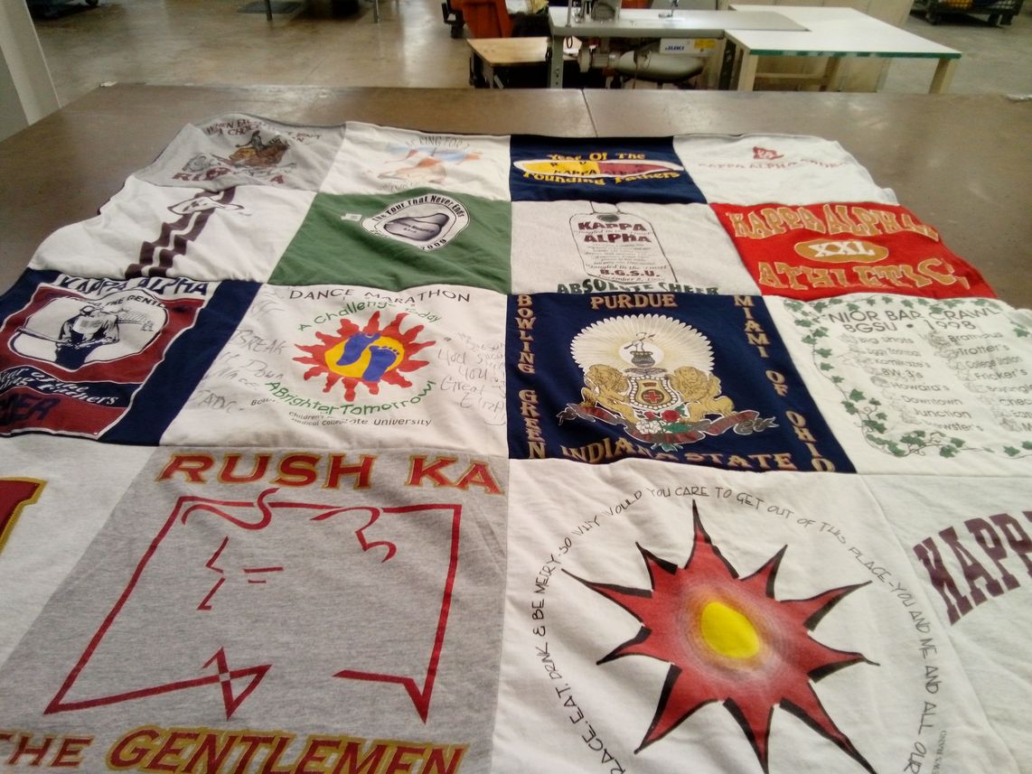 T-shirt quilt from purdue university, indiana state university by Heather from OH
