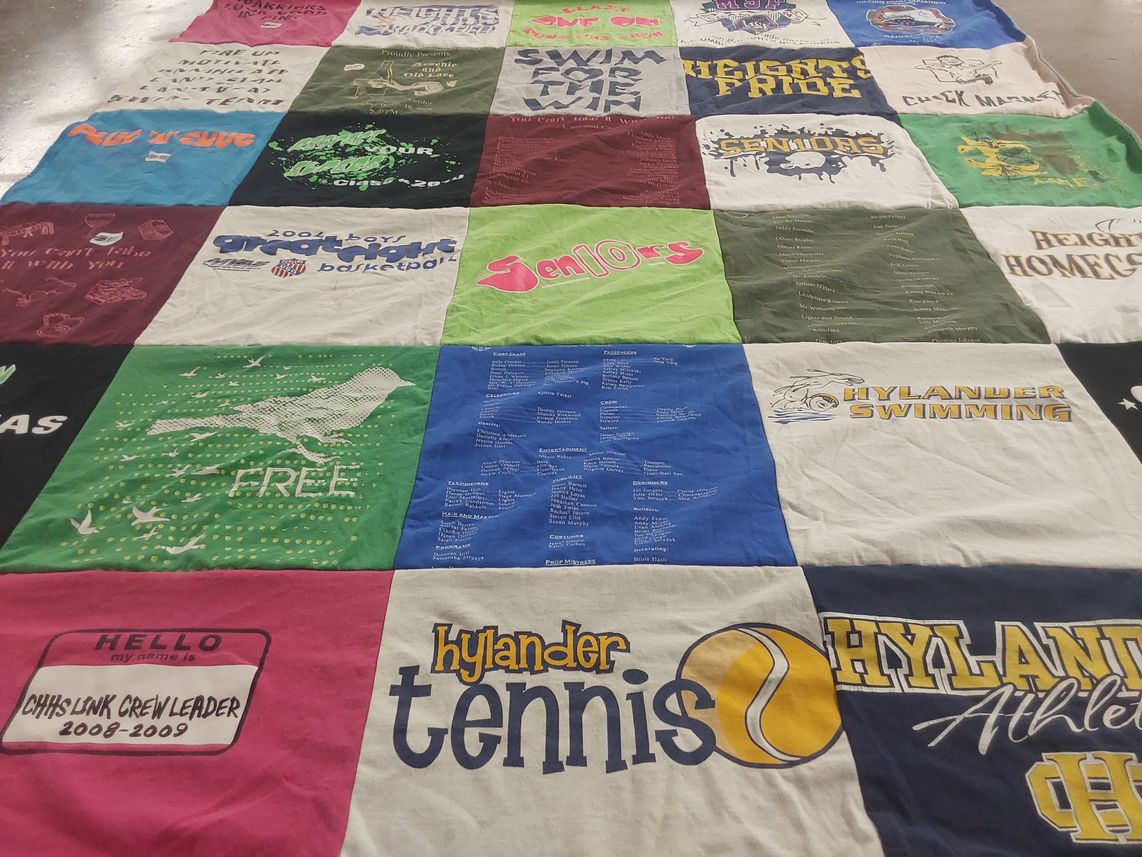 T-shirt quilt featuring hylander swimming, hylander tennis by Amanda from MN