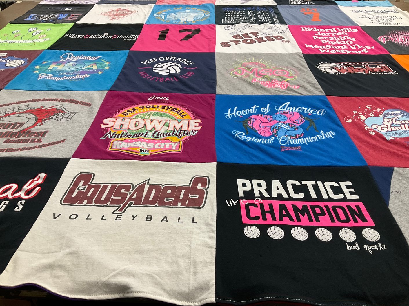 T-shirt quilt from crusaders volleyball by Darlene from MO