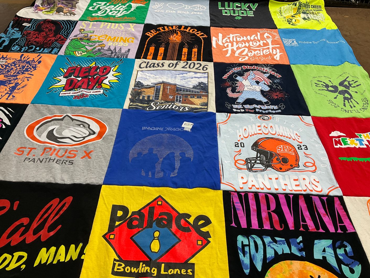 T-shirt quilt featuring st pius x panthers by Anabelle from TX