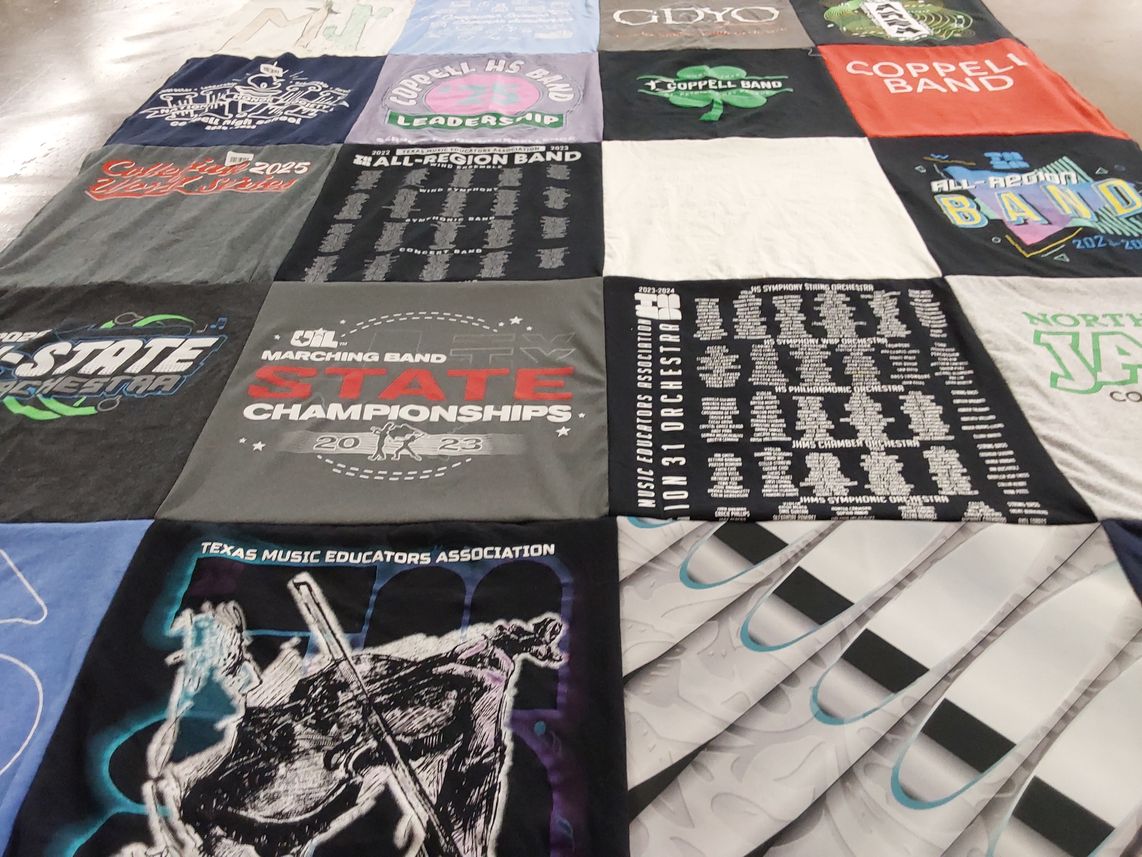 T-shirt quilt from coppell high school, northern irving high school by Lori from TX