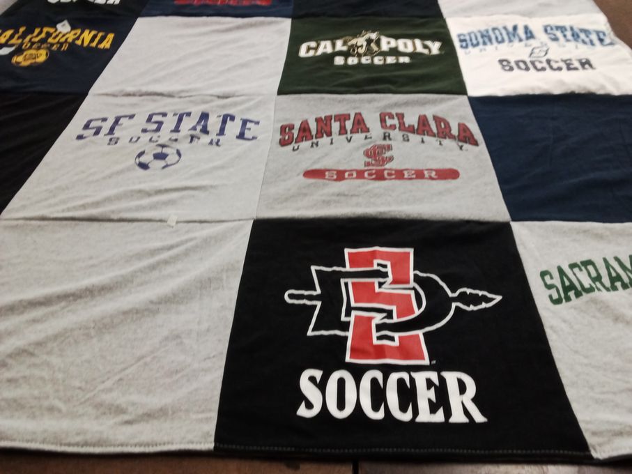 T-shirt quilt from santa clara university, california polytechnic state university by Sheri from CA