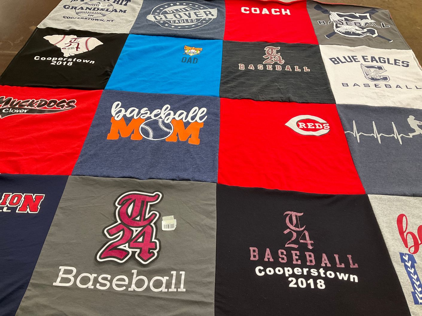 T-shirt quilt with baseball themes by Lorelei from SC