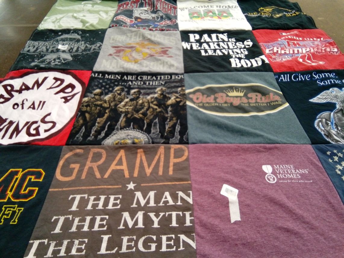 T-shirt quilt with veterans, military themes by Pamela from ME