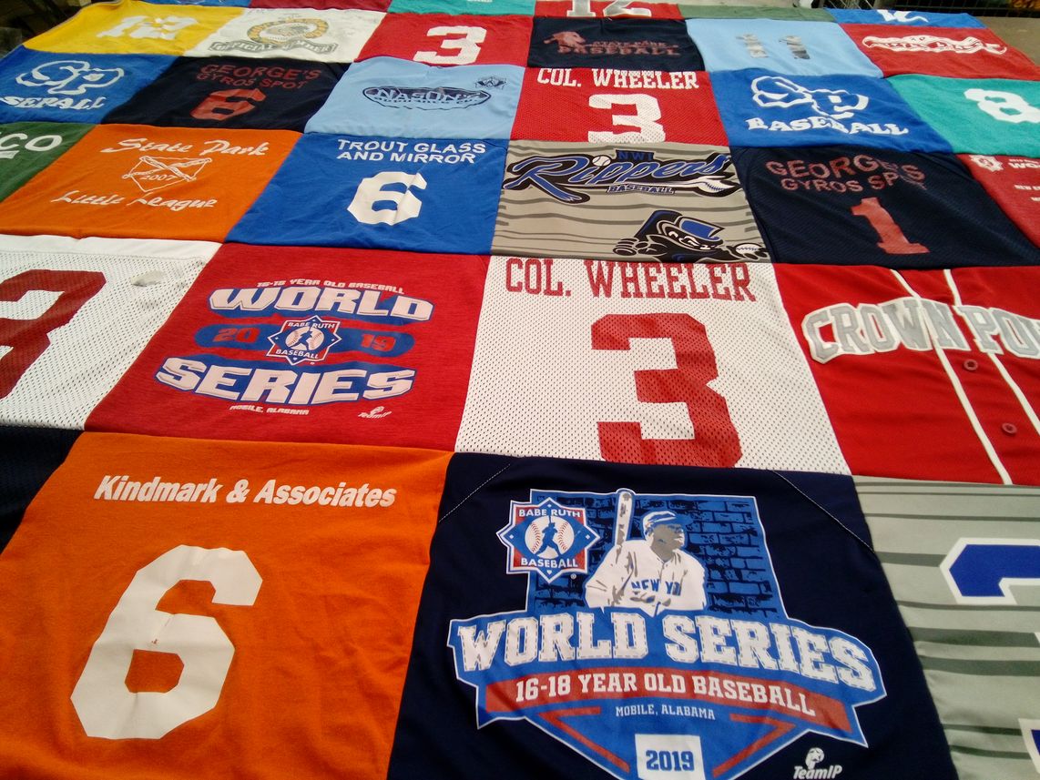 T-shirt quilt with baseball themes by Whitney from IN