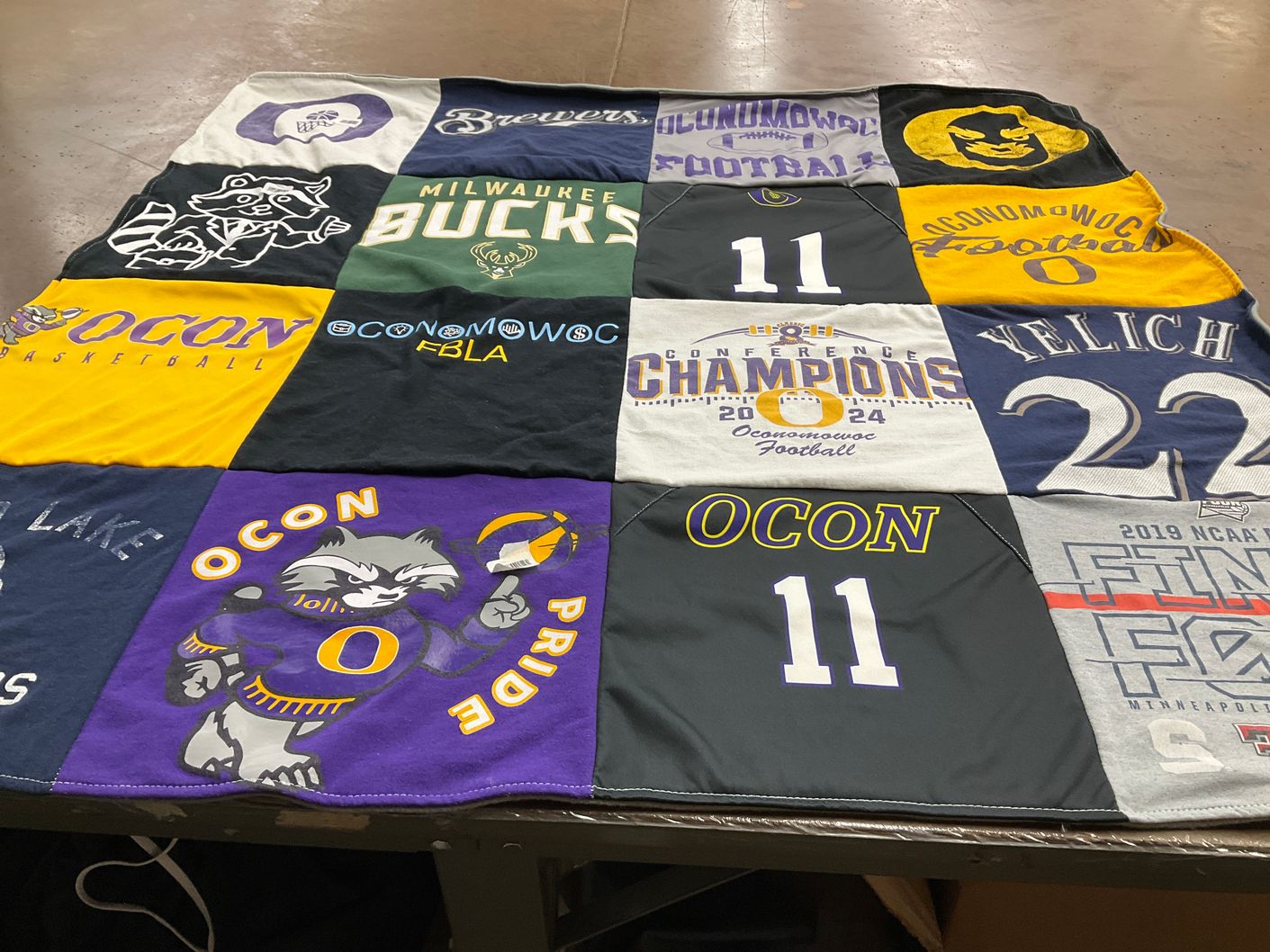 T-shirt quilt featuring oconomowoc football, oconomowoc basketball by Melissa from WI