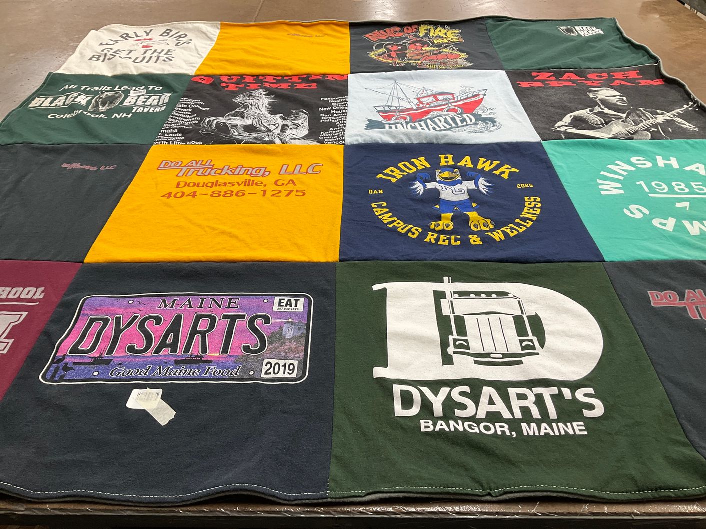 T-shirt quilt with food, trucking themes by Lauren from GA