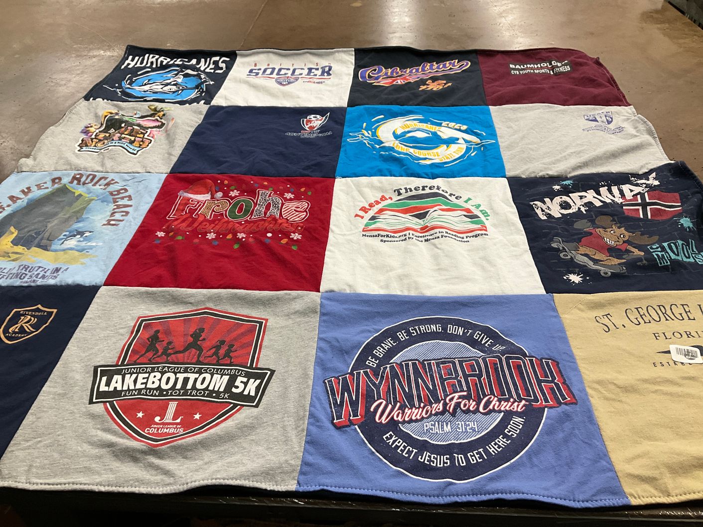 T-shirt quilt with running, fitness themes by Kim from SC