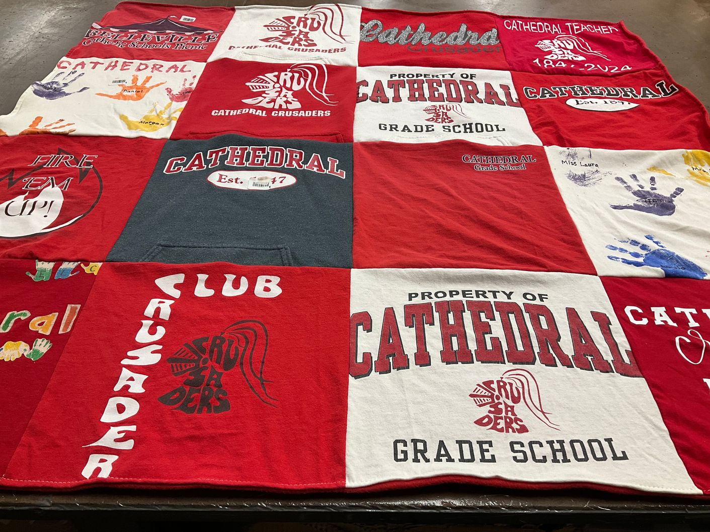 T-shirt quilt featuring cathedral crusaders by Laura from IL
