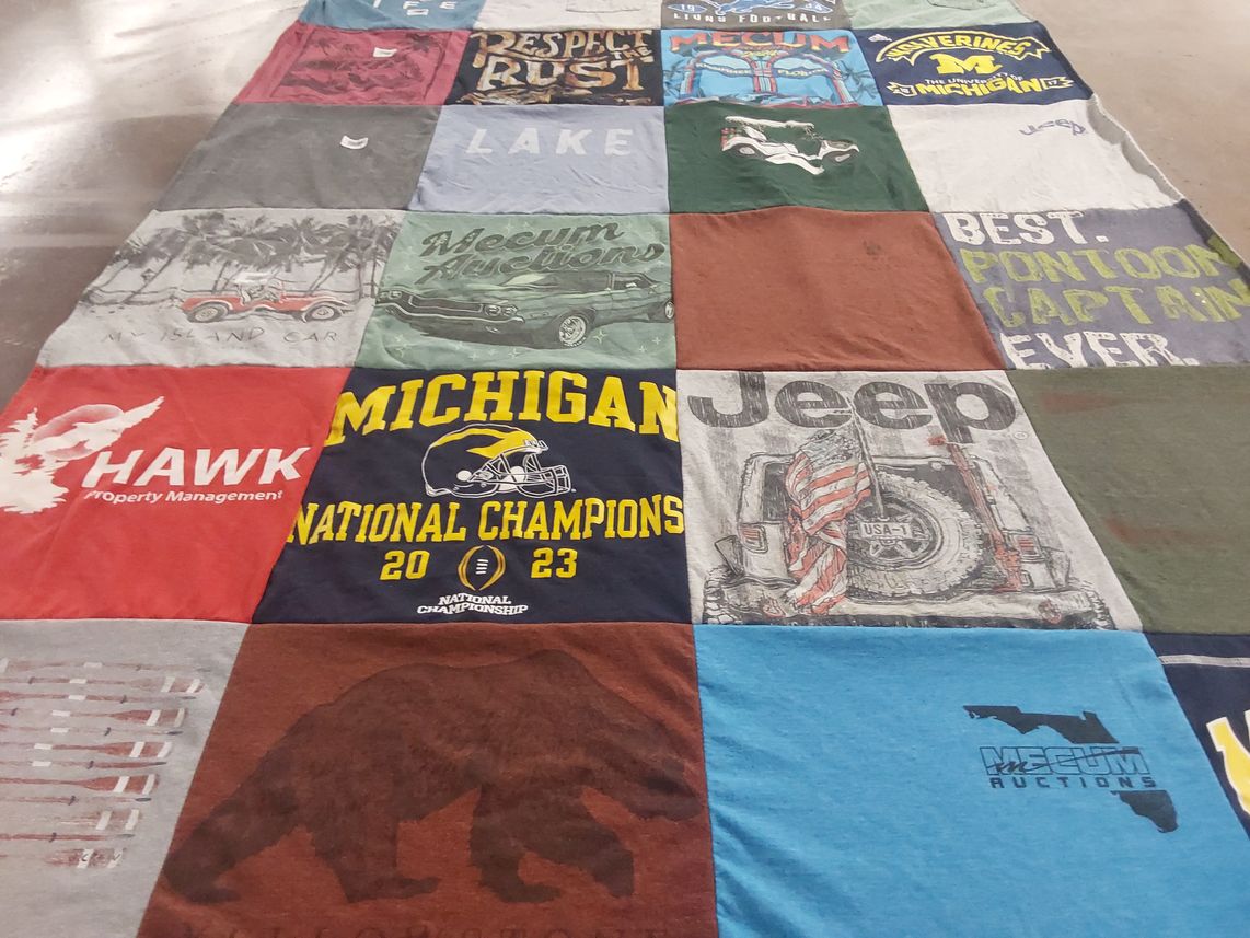 T-shirt quilt featuring michigan wolverines by Sandy from MI