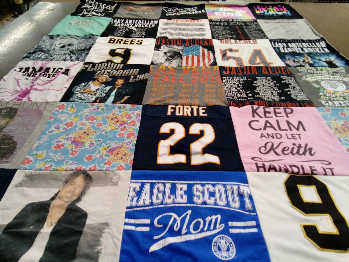 T-shirt quilt with music, country music themes by Trish from WI