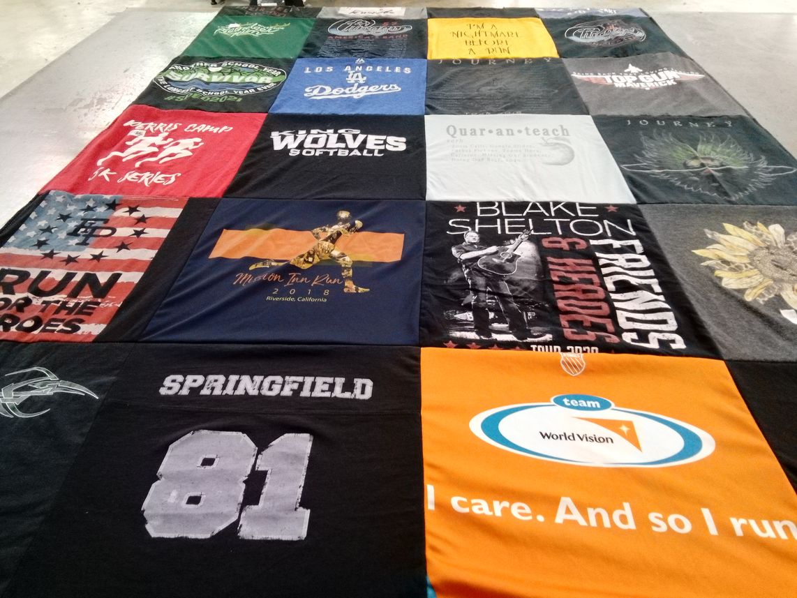 T-shirt quilt featuring springfield college softballs by Sabrina from CA