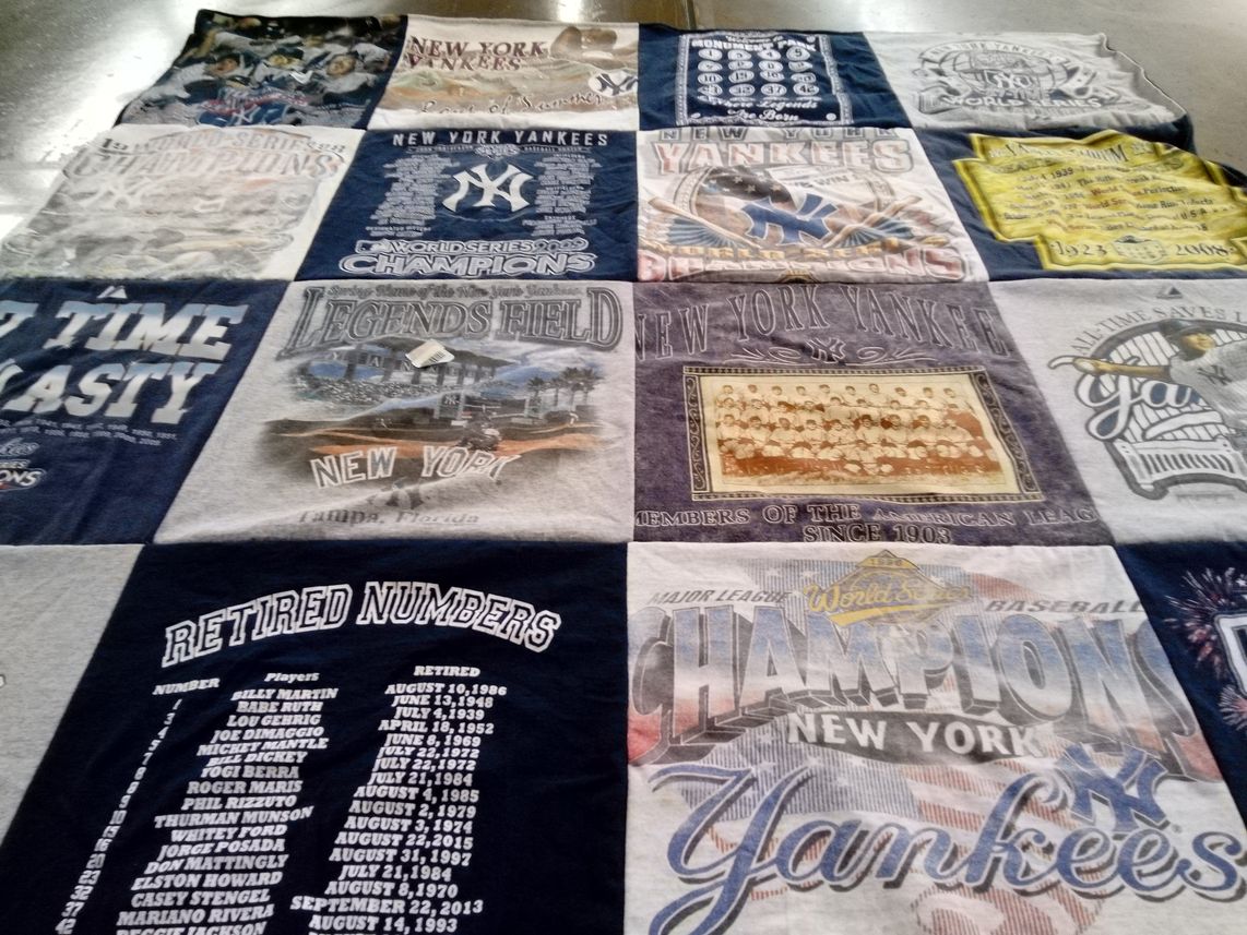T-shirt quilt featuring new york yankees by Colin from MO