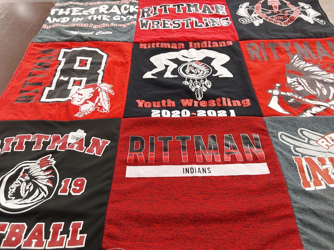 T-shirt quilt featuring rittman indians by Kevin from OH