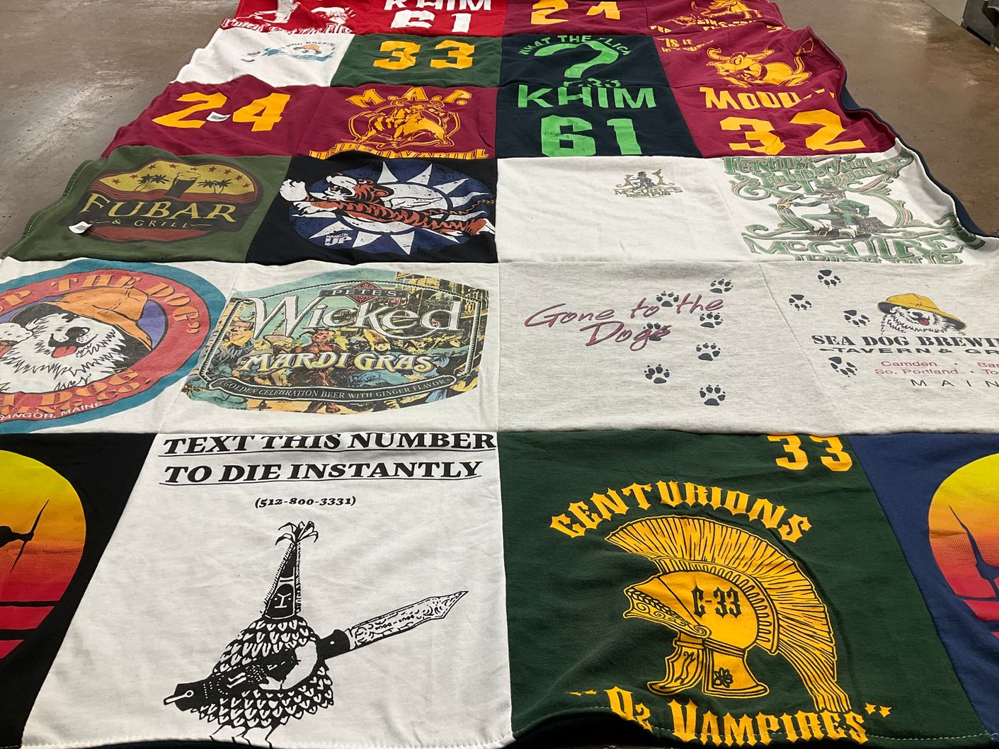 T-shirt quilt with breweries, food themes by Edward from WA