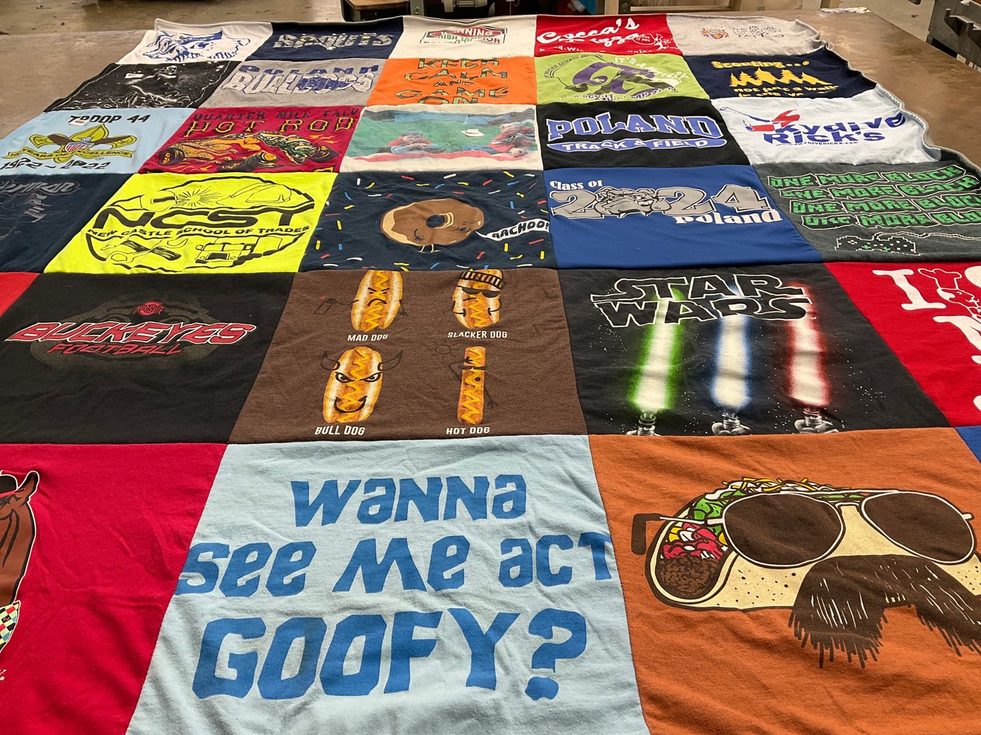 T-shirt quilt featuring buckeyes football by Angela from OH