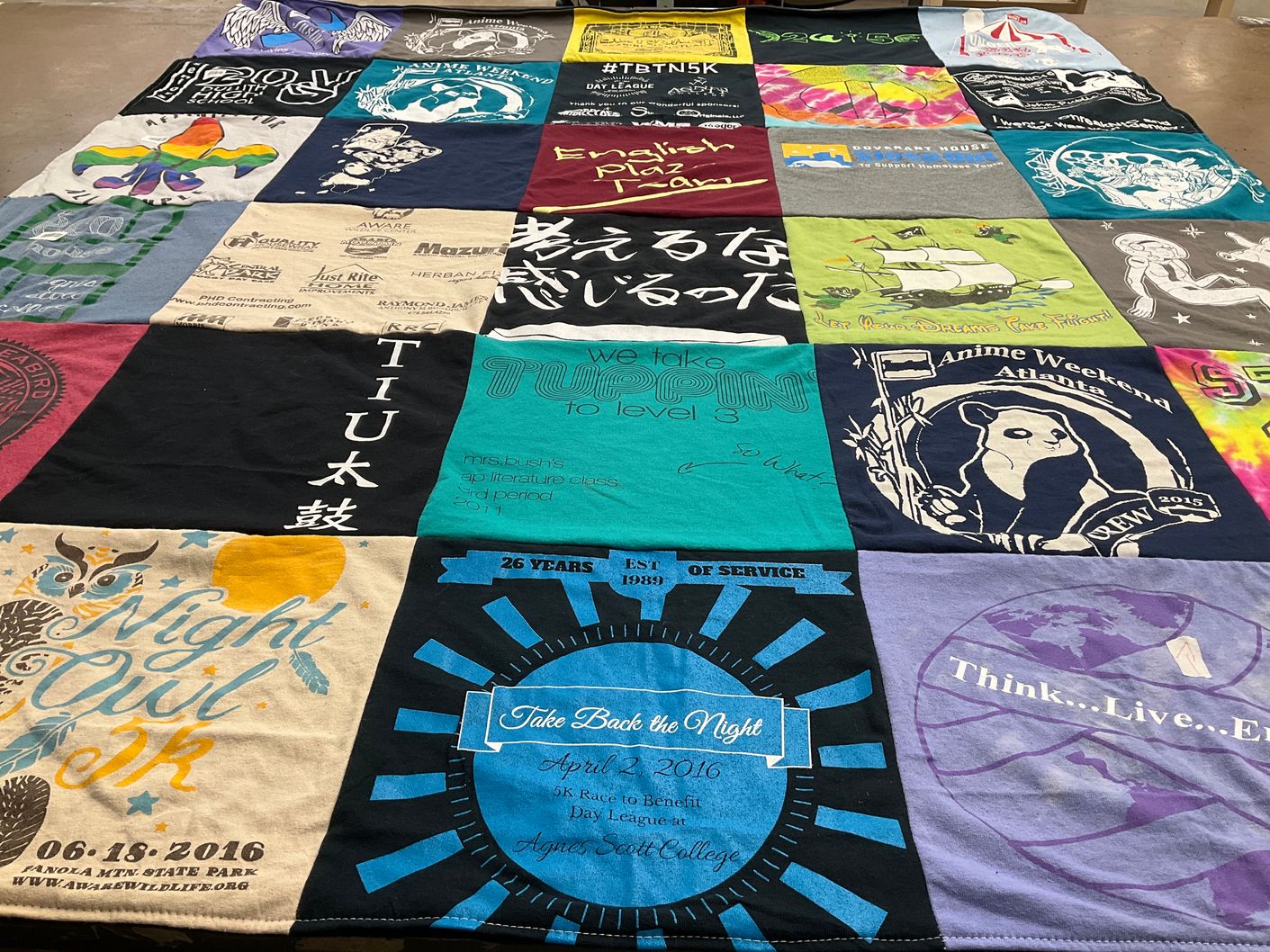 T-shirt quilt from tiu university by Arizona from FL