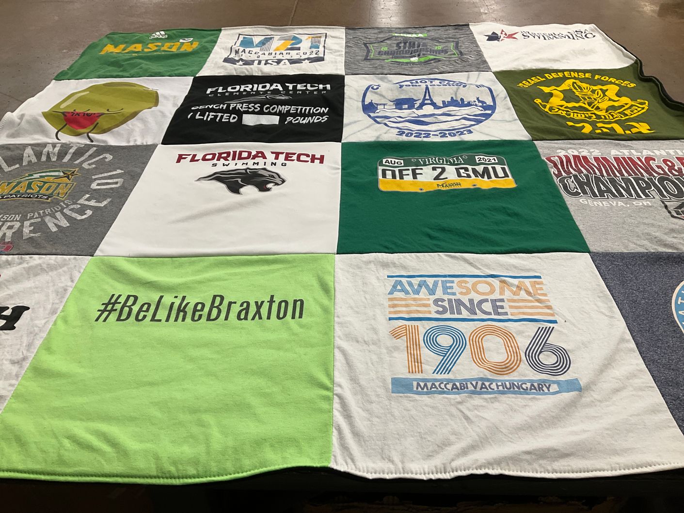 T-shirt quilt featuring florida tech swimming, george mason patriots by Ellen from FL