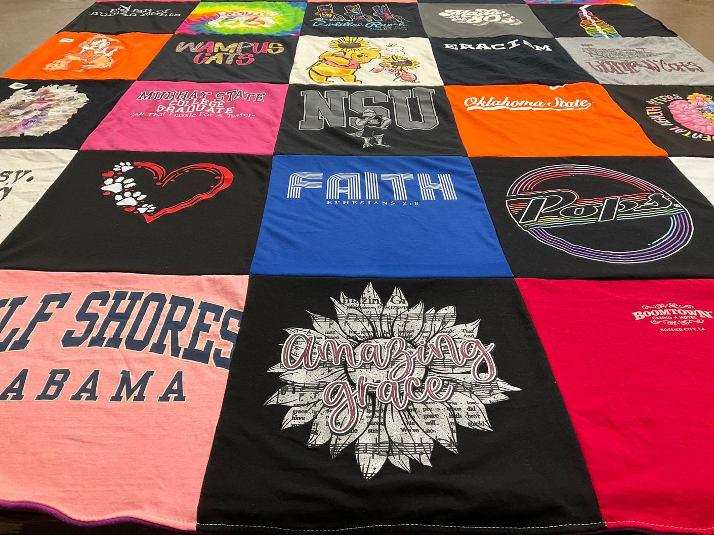 T-shirt quilt from murray state university, oklahoma state university by Genea from OK