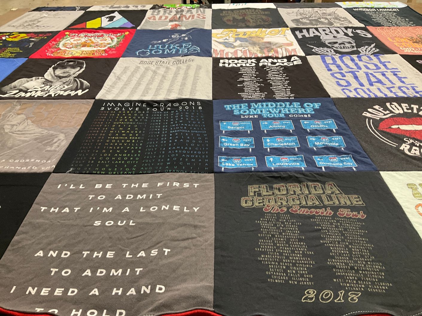 T-shirt quilt from rose state college by Leslie from OK