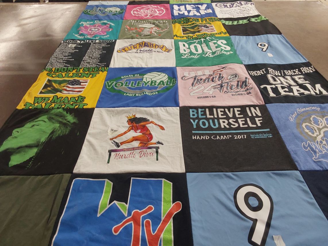 T-shirt quilt featuring lady bulldogs by Jacquanna from TX