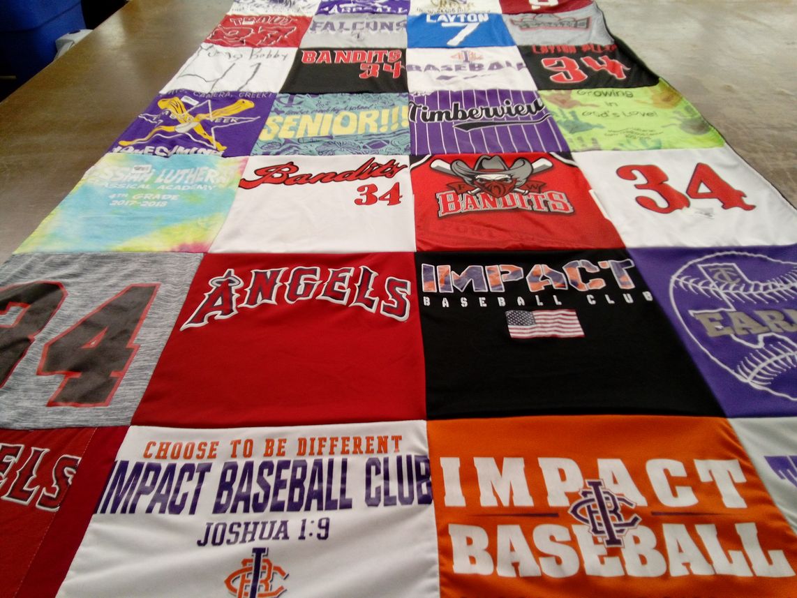T-shirt quilt featuring bandits, angels by Carli from TX