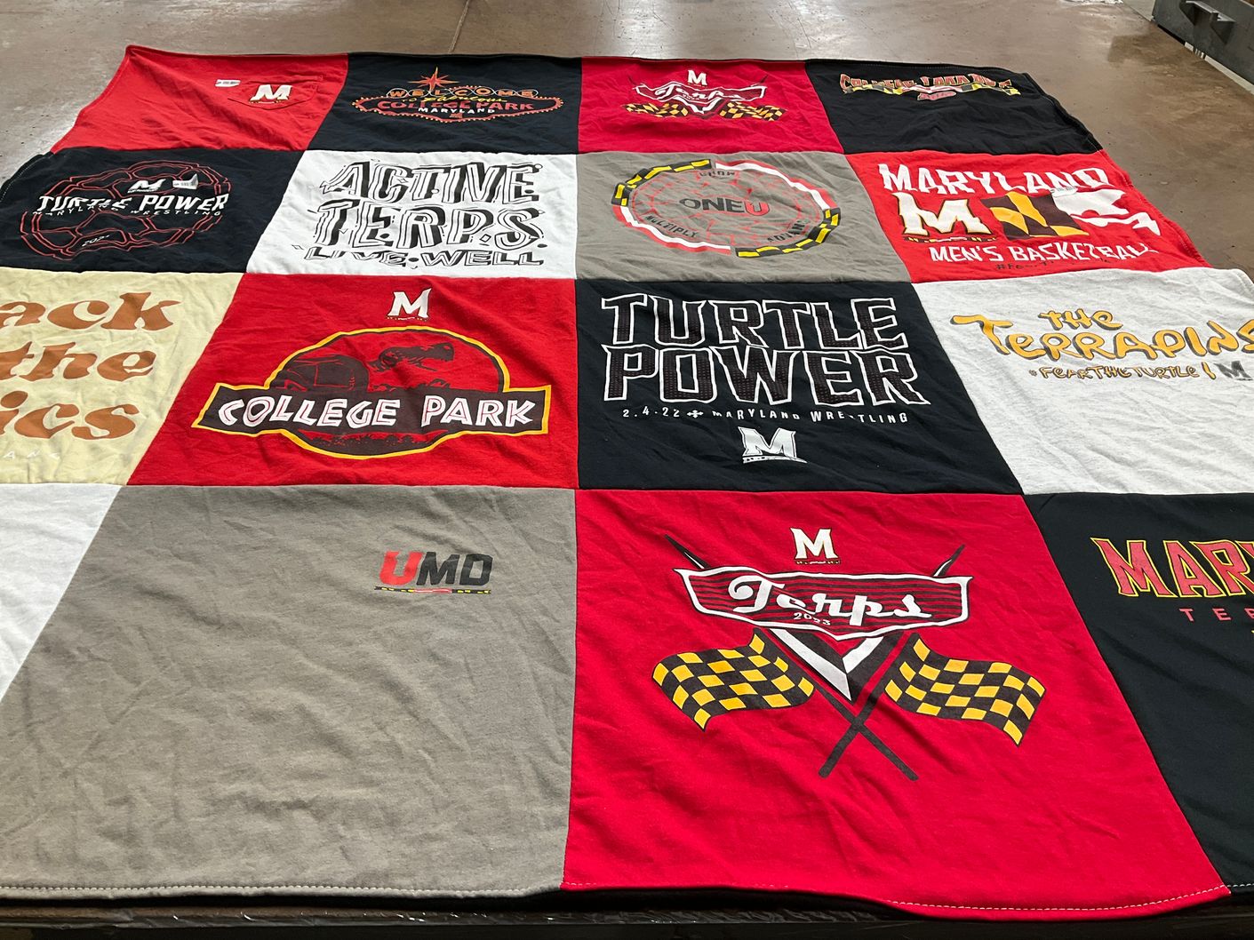 T-shirt quilt featuring maryland terrapins by Olivia from TX