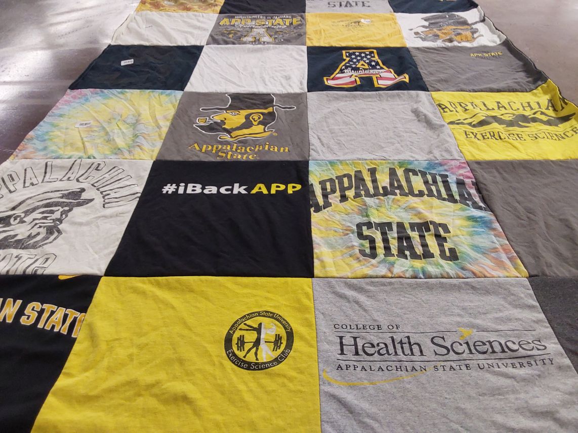 T-shirt quilt from appalachian state university by Rebecca from NC
